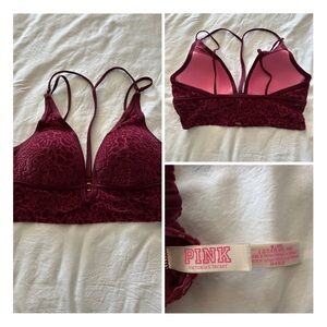 PINK Victoria's Secret Deep Burgundy Lace Bralette